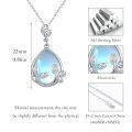 wholesale 925 Sterling Silver Teardrop Pendant With Blue Gemstone And Leaf Details Necklace-0-3