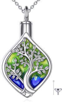 wholesale 925 Sterling Silver Tree of Life Cremation Keepsake Urn Locket for Ashes Memory Pendant Necklace Gifts-A-Tree of Life Urn