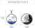 wholesale 925 Sterling Silver Dolphin Palm Tree Ocean Wave Beach Pendant Necklace for Women-0-4