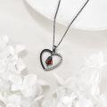 wholesale 925 Sterling Silver Heart Angel Wing Red Stone Gothic Pendant Necklace for Women-0-2