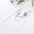 wholesale 925 Sterling Silver Threader Earrings Star Moon Drop Chain Charm s for Women-0-2