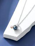 wholesale 925 Sterling Silver & Rose Gold Plated Blue Freshwater Pearl Hummingbird Pendant Necklace for Women-0-2