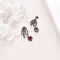 wholesale 925 Sterling Silver Heart and Skeleton Hands Dangle Earrings Gothic Valentine's Day Gift for Her-0-2