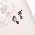 wholesale 925 Sterling Silver Heart and Skeleton Hands Dangle Earrings Wholesale Gothic Valentine's Day Gift for Her-0-2