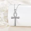 wholesale 925 Sterling Silver Egyptian Ankh Cross Pendant Necklace with Greek Key Design-0-1