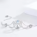 wholesale 925 Sterling Silver Moonstone Wolf Adjustable Howling Bracelet Wholesale for Women-0-2