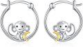wholesale 925 Sterling Silver Monkey Banana Hoop Earrings for Women Girls Gift Idea-0-0