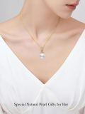 TOUPOP 14K Gold Pearl Necklace with Bow Heart Dolphin Pendant-0-2