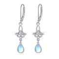 wholesale 925 Sterling Silver Moonstone Celtic Knot Drop Earrings Platinum Plated For Women-0-0