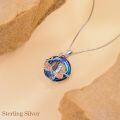 wholesale Sterling Silver Blue Crystal Cat Necklace for Women Mom Birthday Gift-0-4