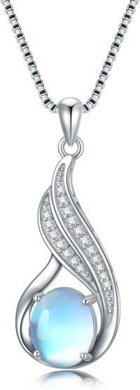 wholesale Sterling Silver Gemstone Birthstone Infinity Pendant Necklace-Moonstone