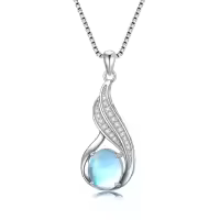 wholesale 925 Sterling Silver Gemstone Birthstone Infinity Pendant Necklace-Moonstone