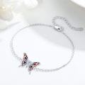 wholesale 925 Sterling Silver Red Blue Opal Butterfly Charm Bracelet Adjustable s for Women-0-1
