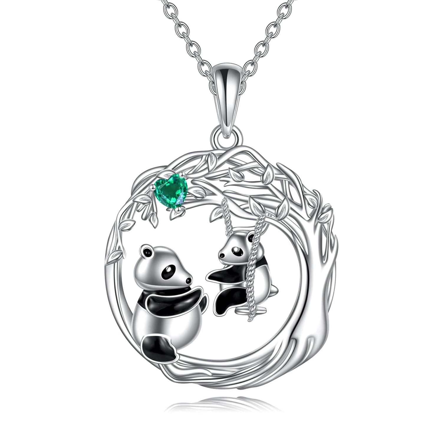 TOUPOP Sterling Silver Animal Mother Child Necklaces For Women Gifts