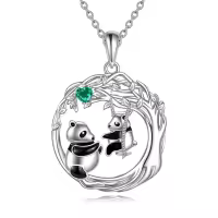 TOUPOP Sterling Silver Animal Mother Child Panda Pendant Necklaces Jewelry Christmas Valentine Mothers Day Birthday Gifts for Women Girls Mom Her Wife-style_name:3-Panda