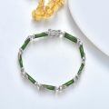 wholesale 925 Sterling Silver Green Jade Link Bracelet Wholesale With Intricate Clasp Design-0-3