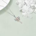 wholesale 925 Sterling Silver Cross & Pink Ribbon Butterfly Dragonfly Breast Cancer Awareness Pendant Necklace for Women Gifts-0-3