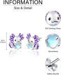 wholesale 925 Sterling Silver Purple Moonstone Axolotl Heart Stud Earrings Gift for Her-0-5