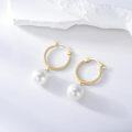 wholesale 14K Gold Freshwater Cultured Pearl Round Drop Dangle Hook Earrings-0-3