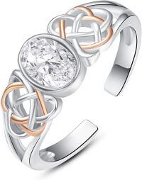 wholesale 925 Sterling Silver Celtic Knot Rings Wholesale With Red Garnet-clear