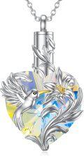 wholesale Sterling Silver Hummingbird Urn Necklace for Ashes Keepsake-0-5