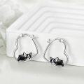 wholesale 925 Sterling Silver French Bulldog Heart Hoop Dangle Earrings Cute s for Women-0-1