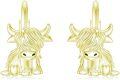 wholesale 925 Sterling Silver Highland Cow Sunflower Dangle Stud Leverback Hoop Earrings-0-0