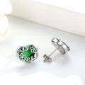 wholesale 925 Sterling Silver 925 Sterling Green Crystal Daisy Heart Stud Earrings for Women and Girls-0-1