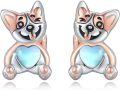 wholesale 925 Sterling Silver Moonstone Heart Shaped Puppy Stud Earrings for Women - Cute Animal s-0-0