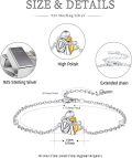 wholesale 925 Sterling Silver Adjustable Bracelet with Gold Heart Charm for Women Girls Animal Lover Gift-0-3