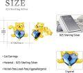 wholesale 925 Sterling Silver Blue Crystal Heart Cat Stud Earrings for Women Girls -0-4