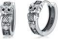 wholesale 925 Sterling Silver Owl Hoop Earrings with Norse Symbol and Evil Eye Protection-0-0