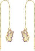 wholesale 14K Gold Butterfly Threader Earrings with Purple and White CZ Stones-0-0