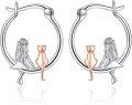 wholesale 925 Sterling Silver Cat and Girl Hoop Earrings s for Women-0-0
