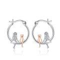 wholesale 925 Sterling Silver Rose Gold Plated Girl Cat Hoop Earrings For Women-0-0