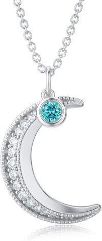 wholesale TOUPOP Christmas Gifts For Women Moon Necklace With December Birthstone Sterling Silver Crescent Moon Pendant Necklace With Blue Topaz Birthday Gifts Moon Gifts -undefined