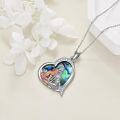 wholesale 925 Sterling Silver Heart Shaped Abalone Shell Fox Pendant Necklace for Women and Girls-0-3