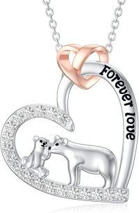 wholesale 925 Sterling Silver Forever Love Mama Bear Cub Pendant Necklace-Mama Bear with 1 Cub-Mama Bear with 1 Cub