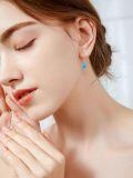 wholesale 925 Sterling Silver Turquoise Drop Earrings Vintage Filigree Teardrop Dangle Earrings For Women-0-1
