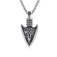 wholesale 925 Sterling Silver Viking Arrowhead Pendant Necklace Wholesale With Rune Engravings-Arrow Necklace（ oxidation）