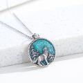 wholesale 925 Sterling Silver Turquoise Howling Wolf Pendant Necklace for Men & Women-0-1