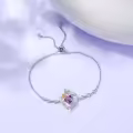 TOUPOP Sterling Silver Rose Quartz Butterfly Heart Birthstone Bracelet-0-3