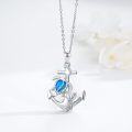 wholesale 925 Sterling Silver Sea Turtle Anchor Necklace with Blue Opal Stone Ocean Jewelry for Women Men Beach Gifts-0-2