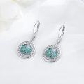 wholesale 925 Sterling Silver Round Celtic Knot Turquoise Drop Dangle Lever Back Earrings for Women-0-4
