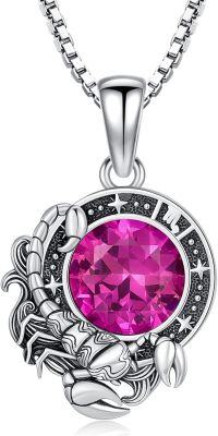 wholesale Metal Stone Zodiac Necklace Constellation Pendant Horoscope Gift for Women-Scorpio(October)