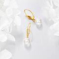wholesale 14K Gold Pearl Leverback Drop Earrings for Women Bridal-0-2