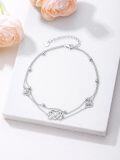 wholesale TOUPOP Heart Celtic Knot Anklet For Women 925 Sterling Silver Adjustable Foot Double Layered Chain Anklet Bracelets Celtic Jewelry Christmas Birthday Gifts For Her Mother Friend -0-2