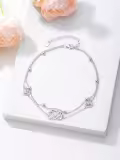 TOUPOP Sterling Silver Heart Celtic Knot Adjustable Double Layer Anklet-0-2