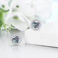 wholesale 925 Sterling Silver Abalone Shell Cube Heart Stud Earrings with Cubic Zirconia Halo-0-2