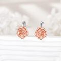 wholesale 925 Sterling Silver Rose Gold Plated Rose Flower Drop Earrings For Women-0-4
